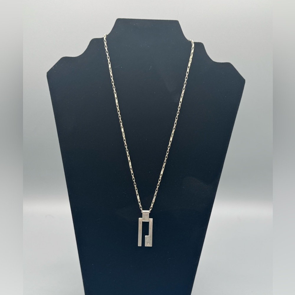 Gucci Vintage 925 Sterling Silver Modernist G Pendant Necklace 16.88 grams - Picture 5 of 10